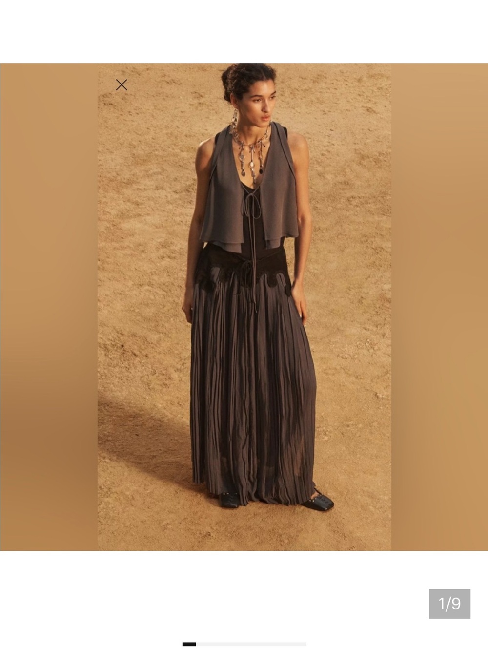 Zara high waisted combination flowy skirt